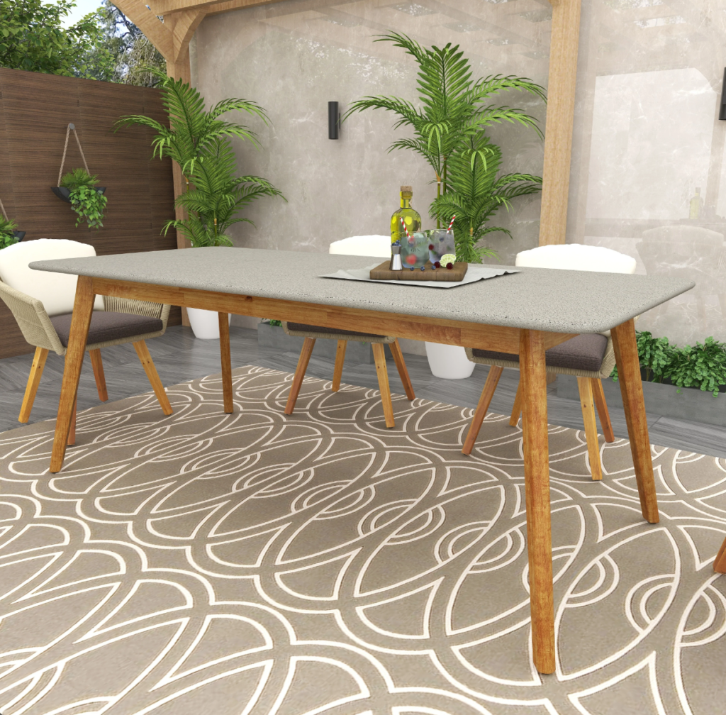Brown Cement Modern Outdoor Dining Table 