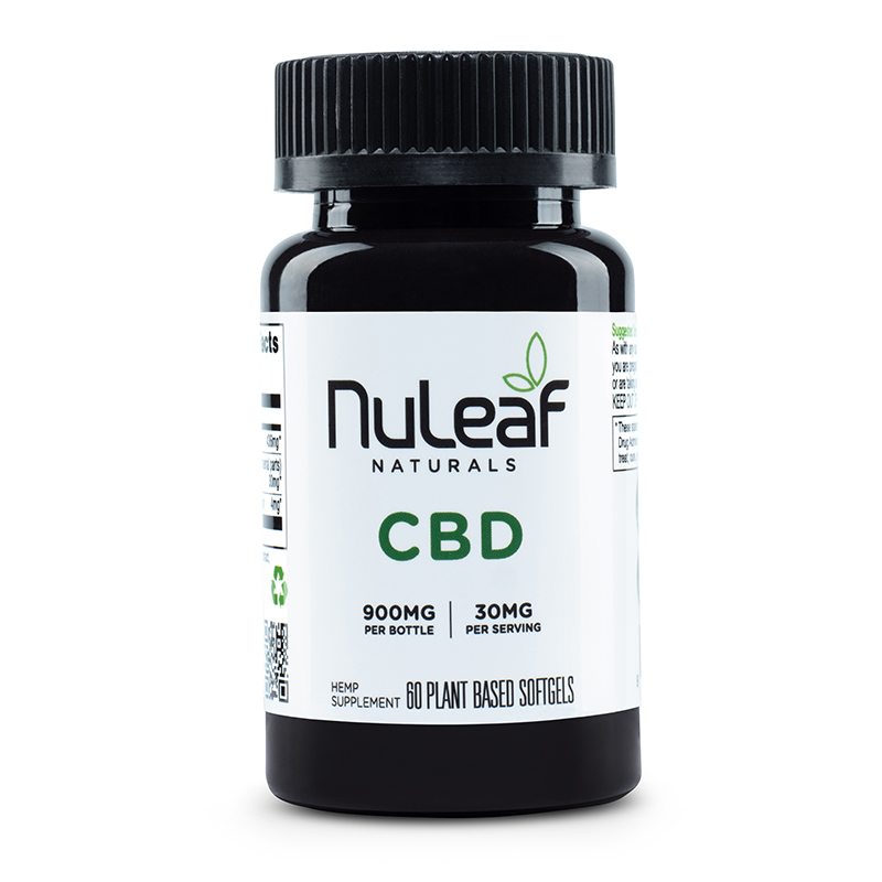 Bottle of Nuleaf Naturals CBD Capsules for Anxiety Relief