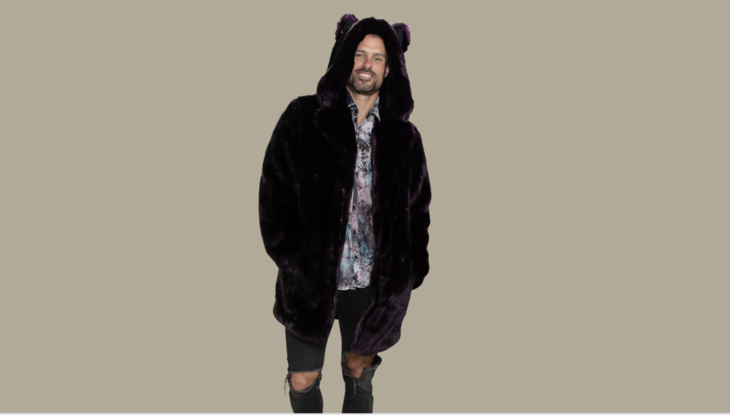 SpiritHoods Midnight Purple Wolf Classic Luxe Faux Fur Coat